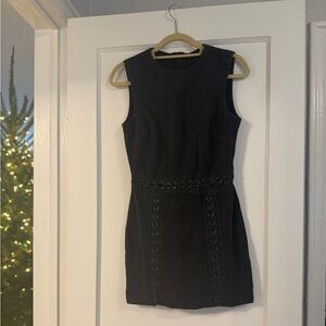 Zara Trafaluc Denimwear: Black Denim Lace-Up Mini Dress
